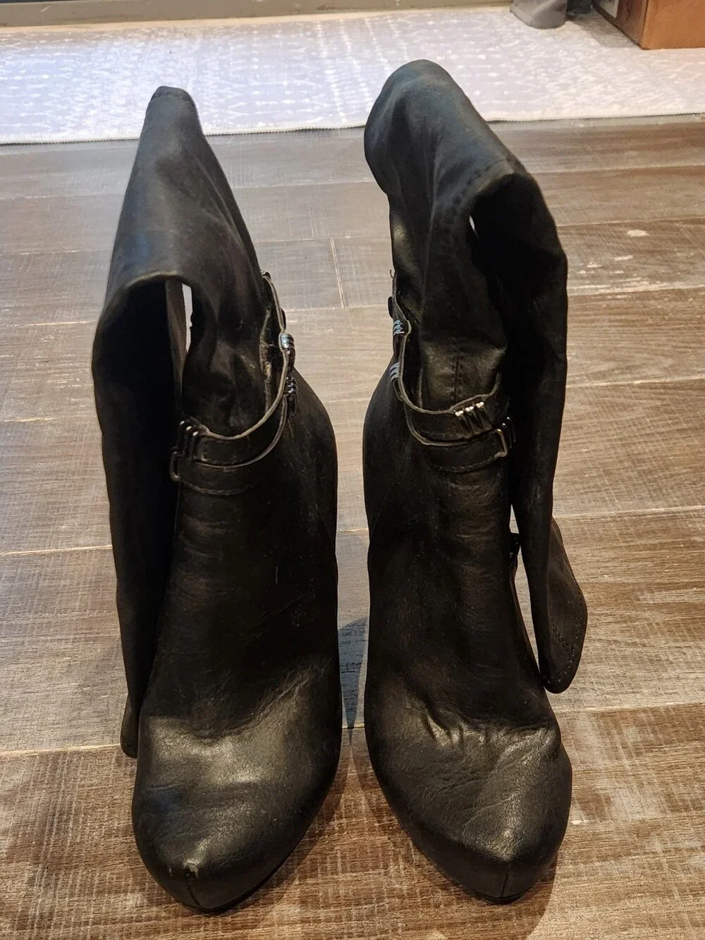 BCBGeneration Black Leather Stiletto Boots